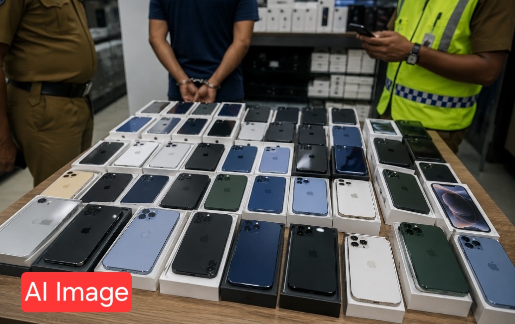 கொழும்பு லிபர்ட்டி பிளாசாவில் அதிரடி சோதனை: 5 கோடி ரூபா பெறுமதியான 300க்கும் மேற்பட்ட ஸ்மார்ட்போன்கள் பறிமுதல்!